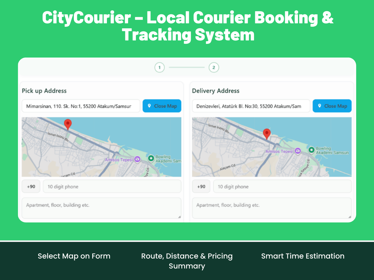 Citycourier live booking and pricing dashboard
